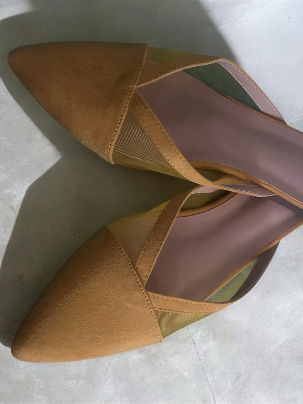 Women's Pointed Toe D'Orsay Flats in Mustard yellow